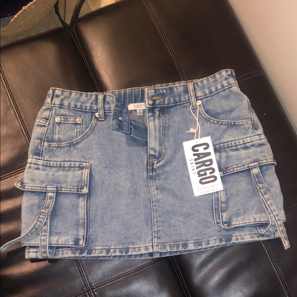 Cargo Women's Denim Mini Skirt - Blue